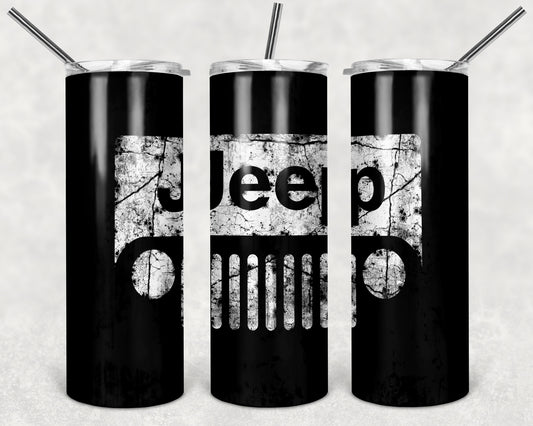 Jeep In Black 20oz Skinny Tumbler – Insulated Stainless Steel with Straws & Brush