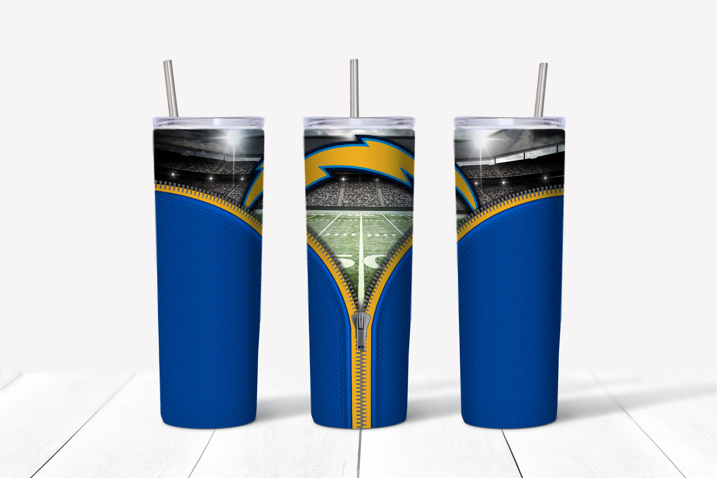 La Charges Zipper Style 20oz Skinny Tumbler – Insulated Stainless Steel with Straws & Brush