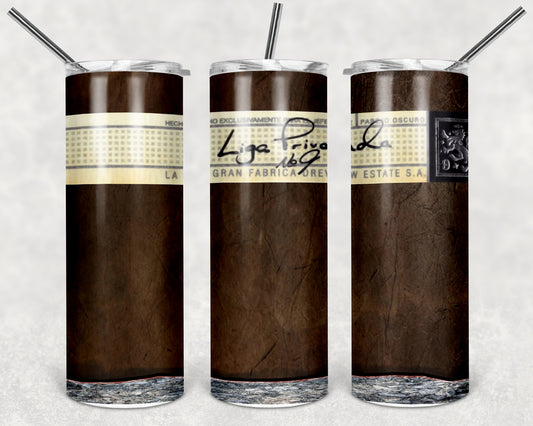 Liga Privada Cigar 20oz Skinny Tumbler – Insulated Stainless Steel with Straws & Brush