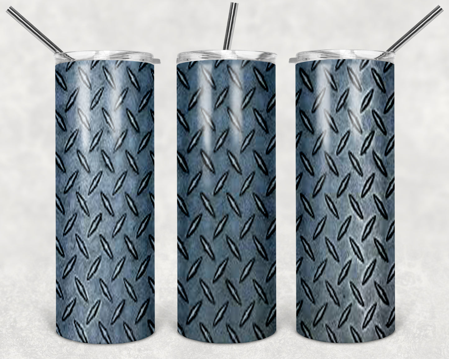 Diamond Plate 20oz Skinny Tumbler – Insulated Stainless Steel with Straws & Brush