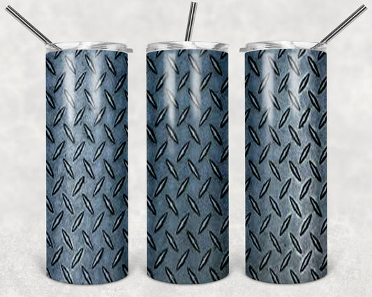 Diamond Plate 20oz Skinny Tumbler – Insulated Stainless Steel with Straws & Brush