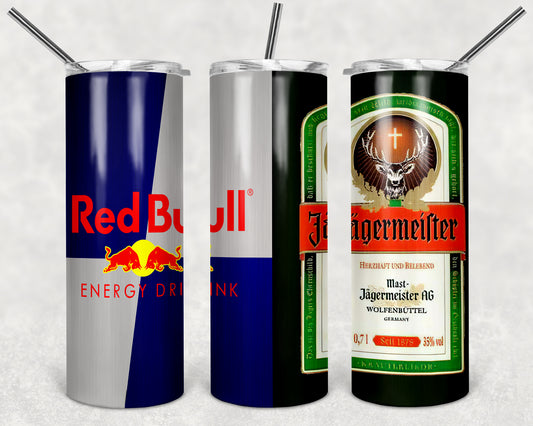 Jaiger Bomb Style 20oz Skinny Tumbler – Insulated Stainless Steel with Straws & Brush