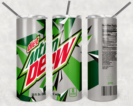 Diet Dew Can 20oz Skinny Tumbler – Insulated Stainless Steel with Straws & Brush