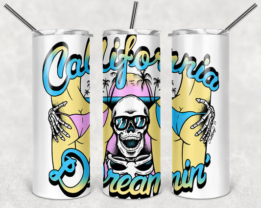 California Dreamin 20oz Skinny Tumbler – Insulated Stainless Steel with Straws & Brush