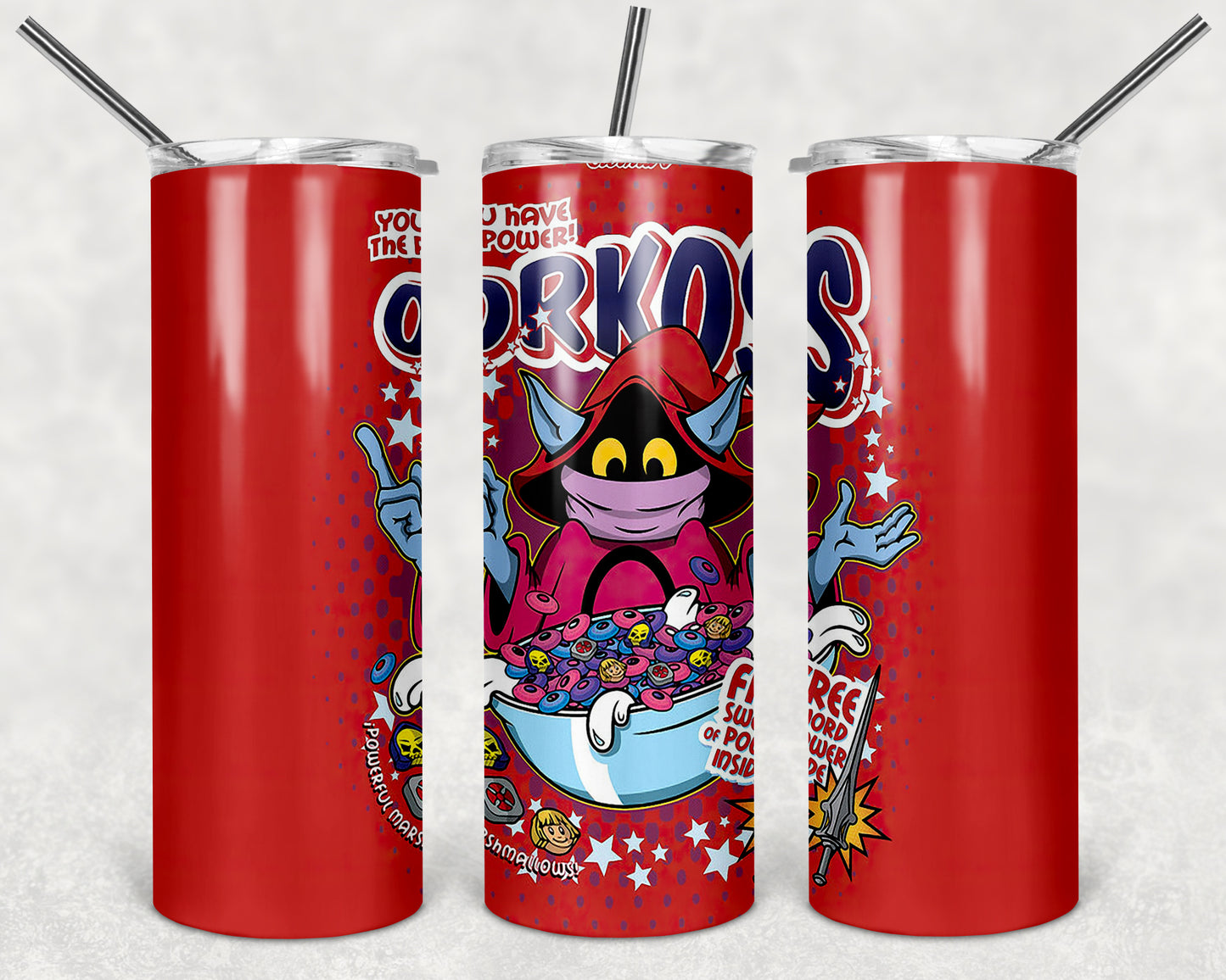 Orkos Cereal 20oz Skinny Tumbler – Insulated Stainless Steel with Straws & Brush