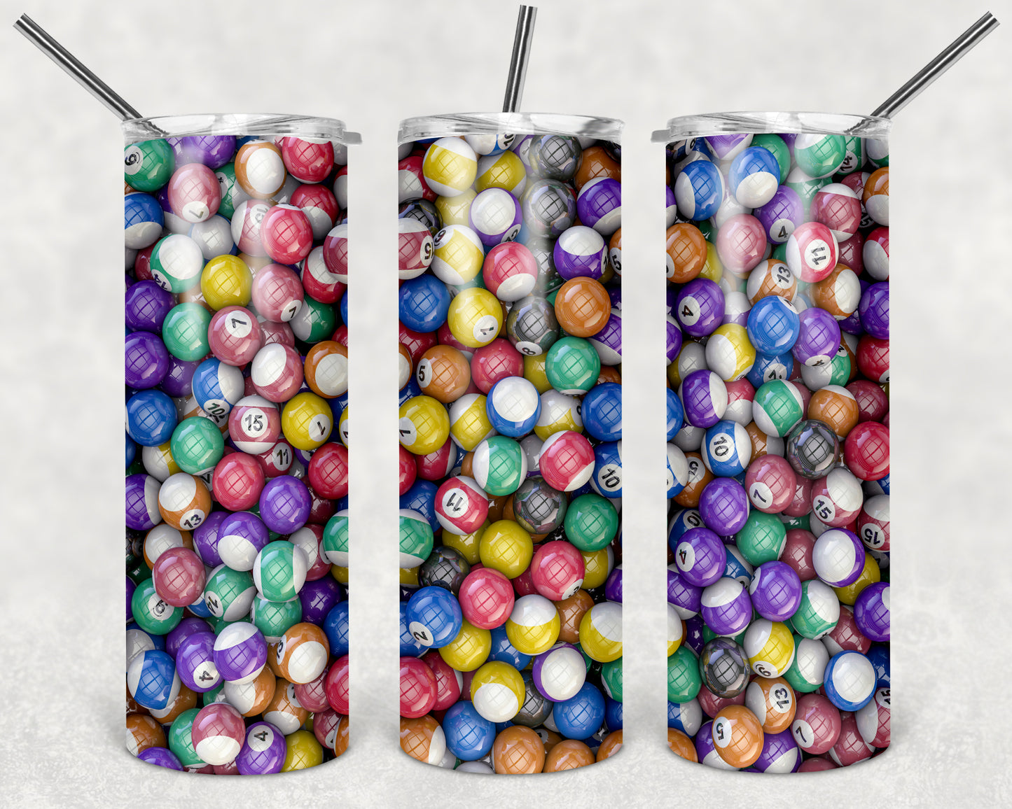 Billards 20oz Skinny Tumbler – Insulated Stainless Steel with Straws & Brush