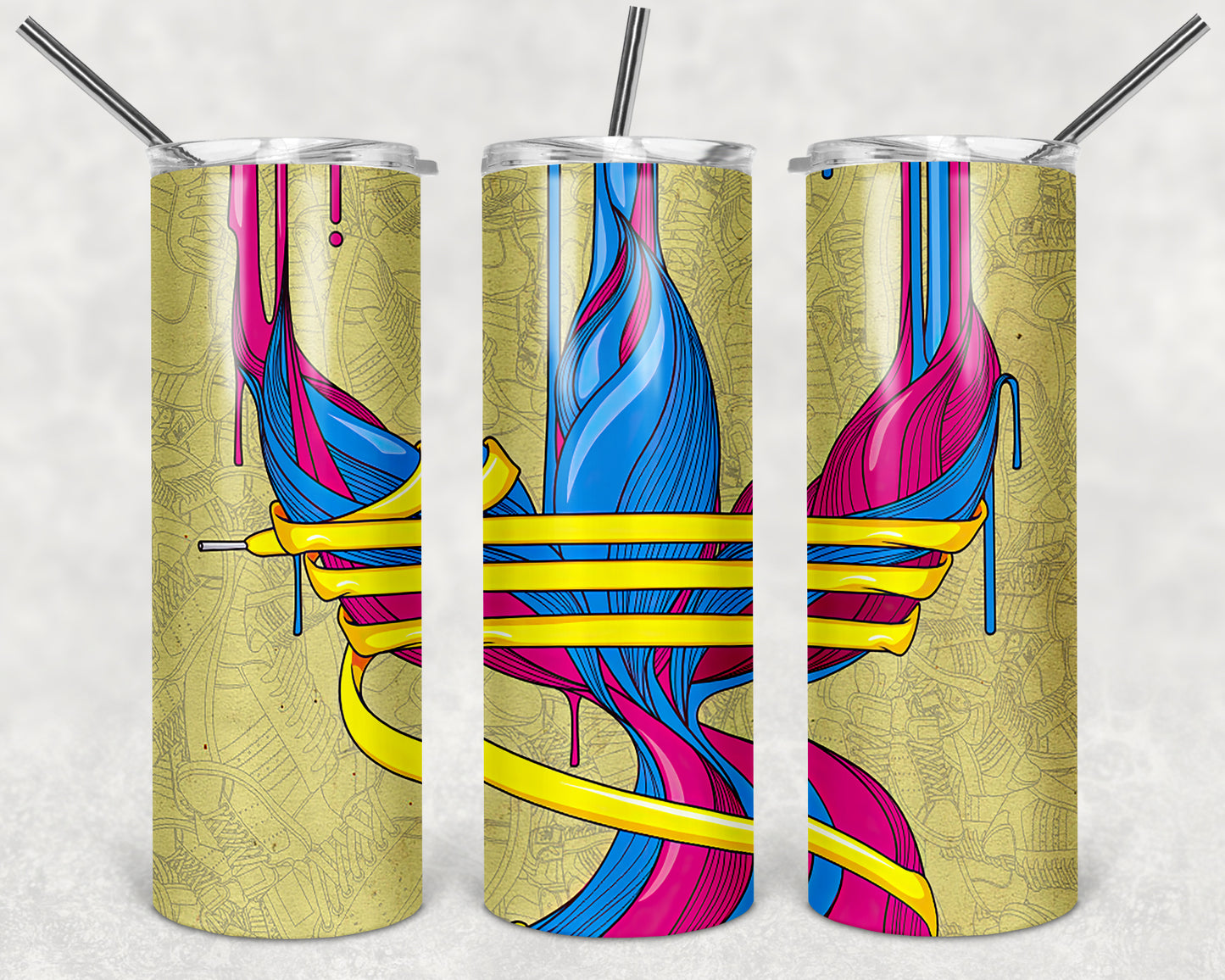 Gold Paint Drip 20oz Skinny Tumbler – Insulated Stainless Steel with Straws & Brush