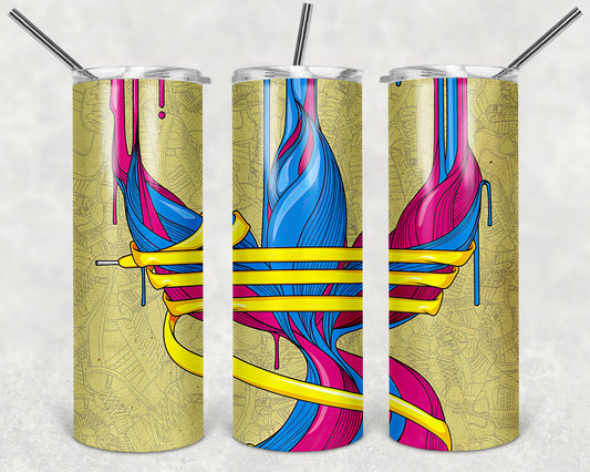 Gold Paint Drip 20oz Skinny Tumbler – Insulated Stainless Steel with Straws & Brush