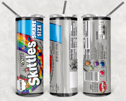 Skittles Zombie 20oz Skinny Tumbler – Insulated Stainless Steel with Straws & Brush