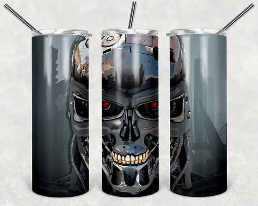 T800 Terminator 20oz Skinny Tumbler – Insulated Stainless Steel with Straws & Brush
