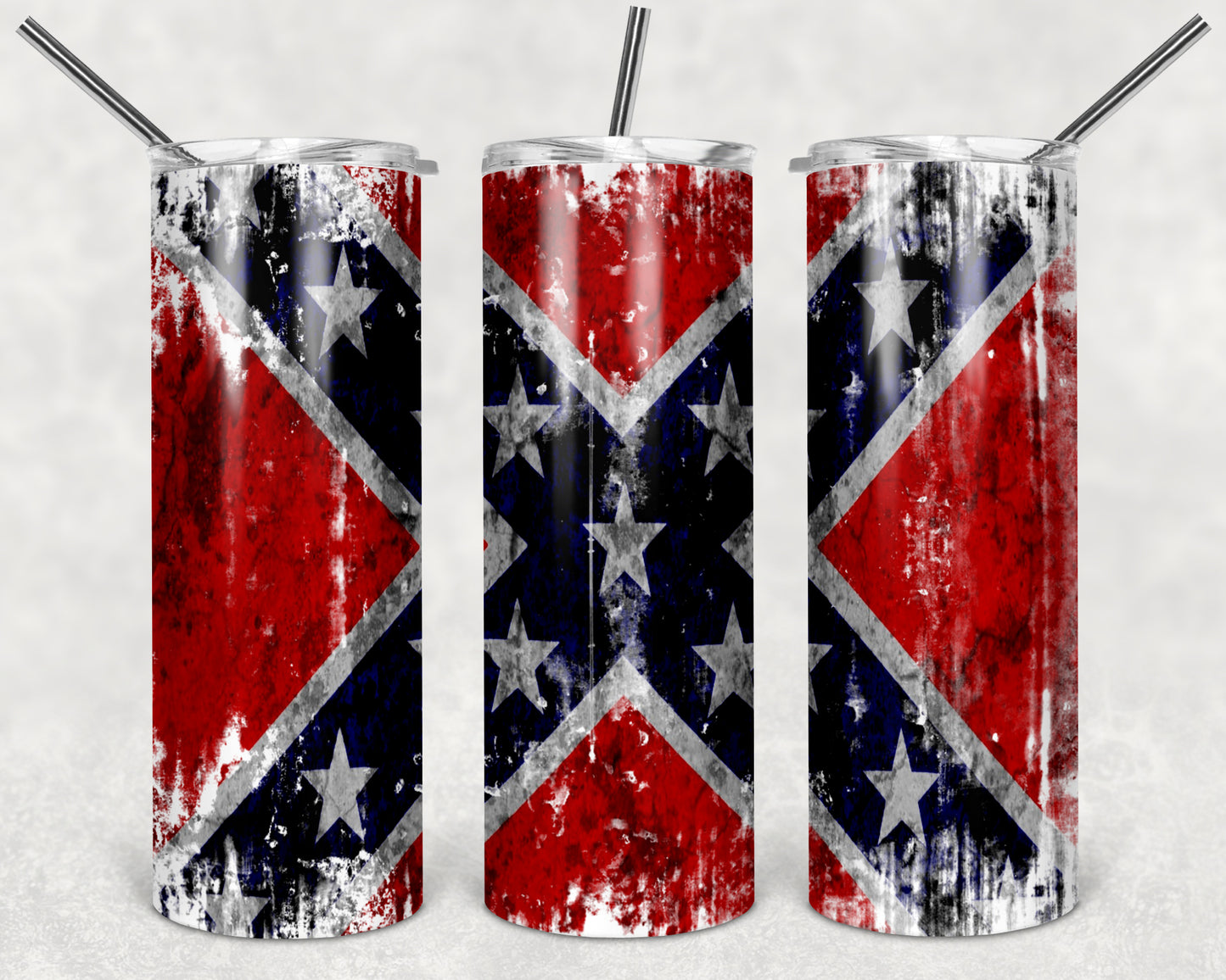 Rebel Flag 20oz Skinny Tumbler – Insulated Stainless Steel with Straws & Brush