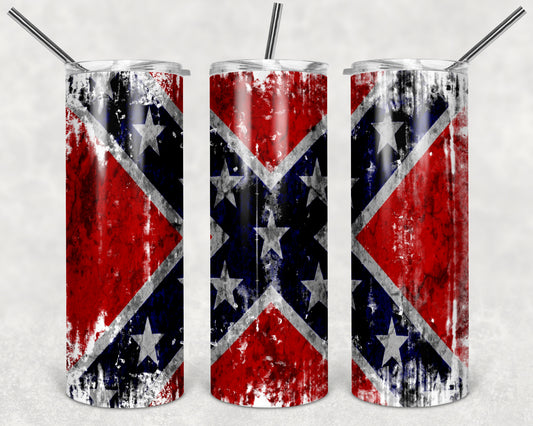 Rebel Flag 20oz Skinny Tumbler – Insulated Stainless Steel with Straws & Brush