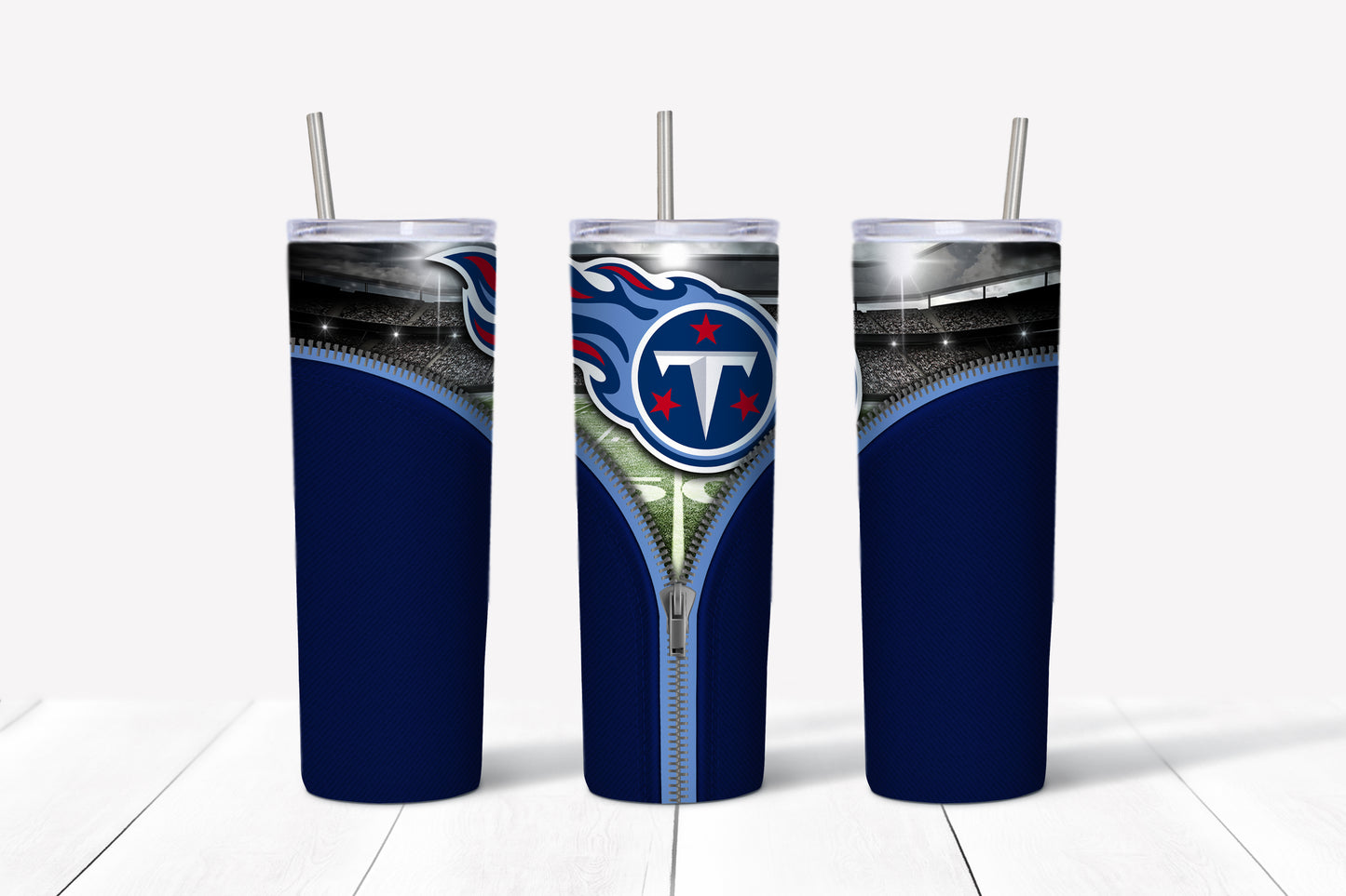 Tennesse Titans Zipper Style 20oz Skinny Tumbler – Insulated Stainless Steel with Straws & Brush