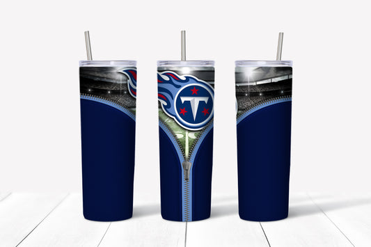 Tennesse Titans Zipper Style 20oz Skinny Tumbler – Insulated Stainless Steel with Straws & Brush
