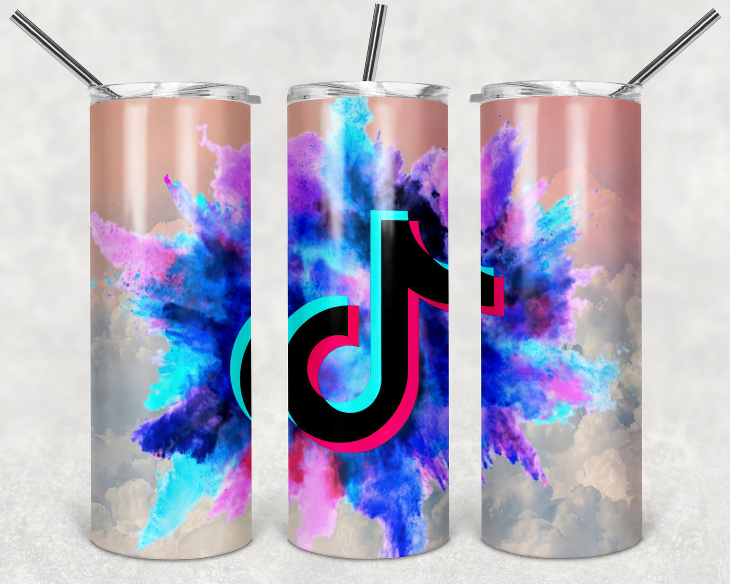 Tik Tok Burst 20oz Skinny Tumbler – Insulated Stainless Steel with Straws & Brush