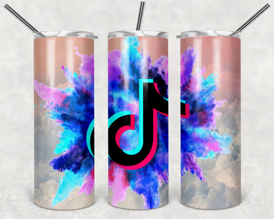 Tik Tok Burst 20oz Skinny Tumbler – Insulated Stainless Steel with Straws & Brush