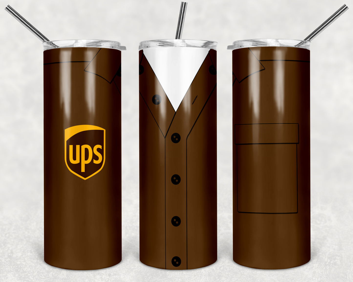 Ups Uniform 20oz Skinny Tumbler – Insulated Stainless Steel with Straws & Brush