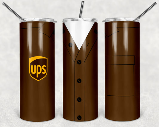 Ups Uniform 20oz Skinny Tumbler – Insulated Stainless Steel with Straws & Brush