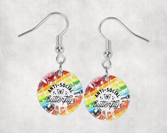 Antisocial Butterfly Earrings – Lightweight Hypoallergenic Earrings