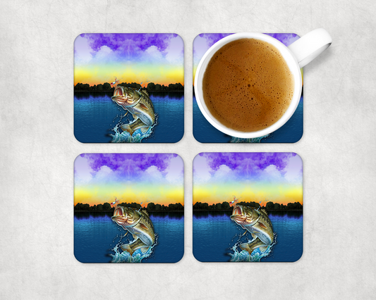 Set Of 4 Coasters With Bass – Absorbent Coaster with Non-Slip Backing