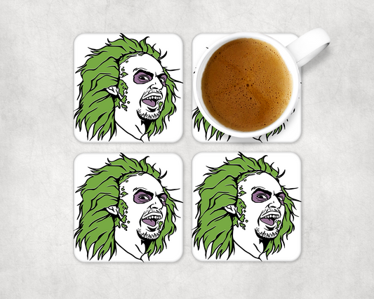 Set Of 4 Coasters With Beetle Juice – Absorbent Coaster with Non-Slip Backing