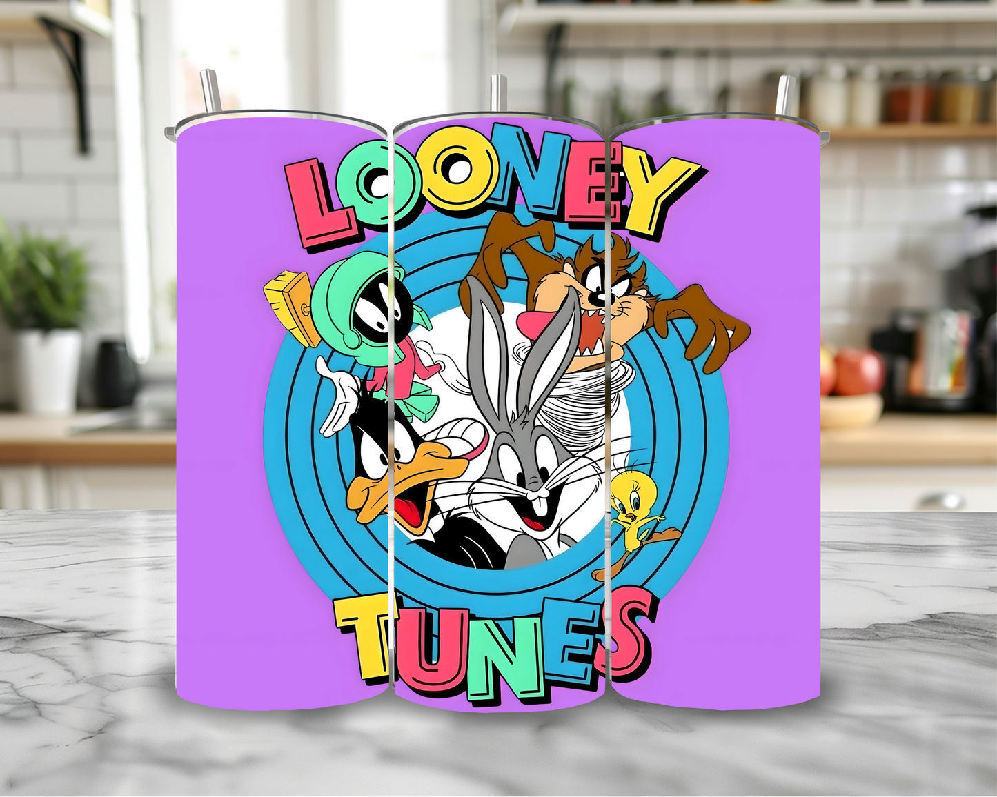 Purple Looney 20oz Skinny Tumbler – Insulated Stainless Steel with Straws & Brush