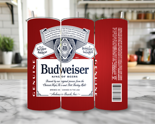 Budwieser 20oz Skinny Tumbler – Insulated Stainless Steel with Straws & Brush