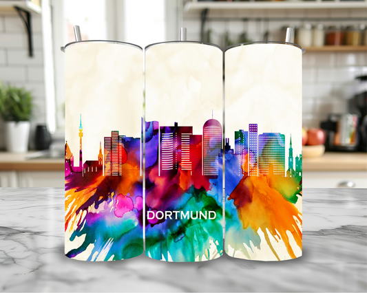 Painted Dortmund 20oz Skinny Tumbler – Insulated Stainless Steel with Straws & Brush