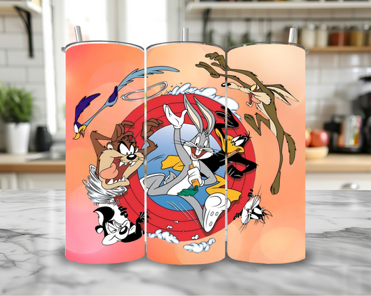 Loony Toons 20oz Skinny Tumbler – Insulated Stainless Steel with Straws & Brush