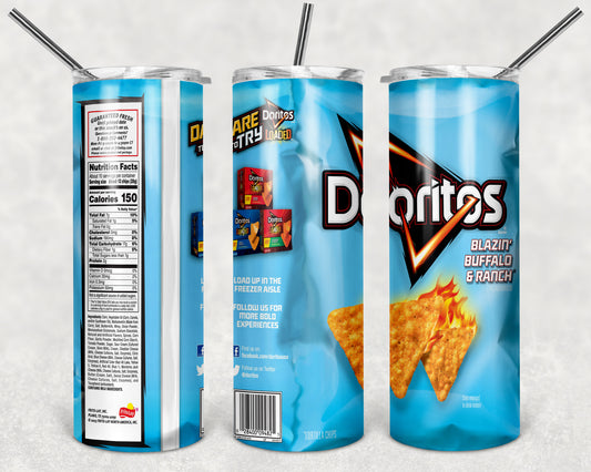 Blazin Doritos 20oz Skinny Tumbler – Insulated Stainless Steel with Straws & Brush