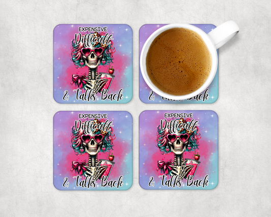 Set Of 4 Coasters Brat Skeleton – Absorbent Coaster with Non-Slip Backing