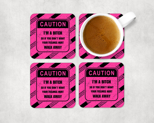 Set Of 4 Coasters With Cation B*Tch – Absorbent Coaster with Non-Slip Backing