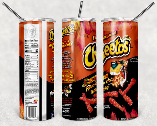 Cheetos Fire 20oz Skinny Tumbler – Insulated Stainless Steel with Straws & Brush