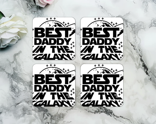 Set Of 4 Coasters With Best Dad – Absorbent Coaster with Non-Slip Backing