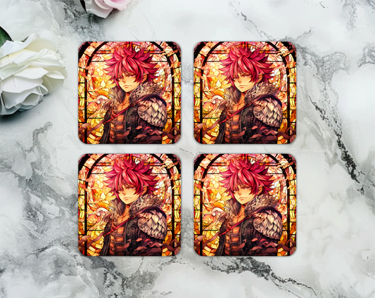 Set Of 4 Coasters With Stainglass Anima – Absorbent Coaster with Non-Slip Backing