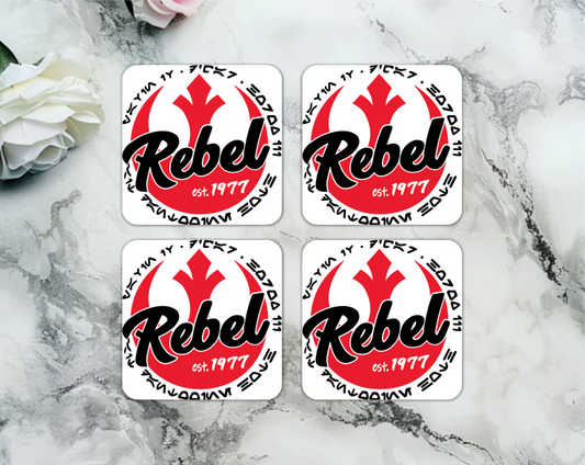 Set Of 4 Coasters With Rebel Since 1977 – Absorbent Coaster with Non-Slip Backing