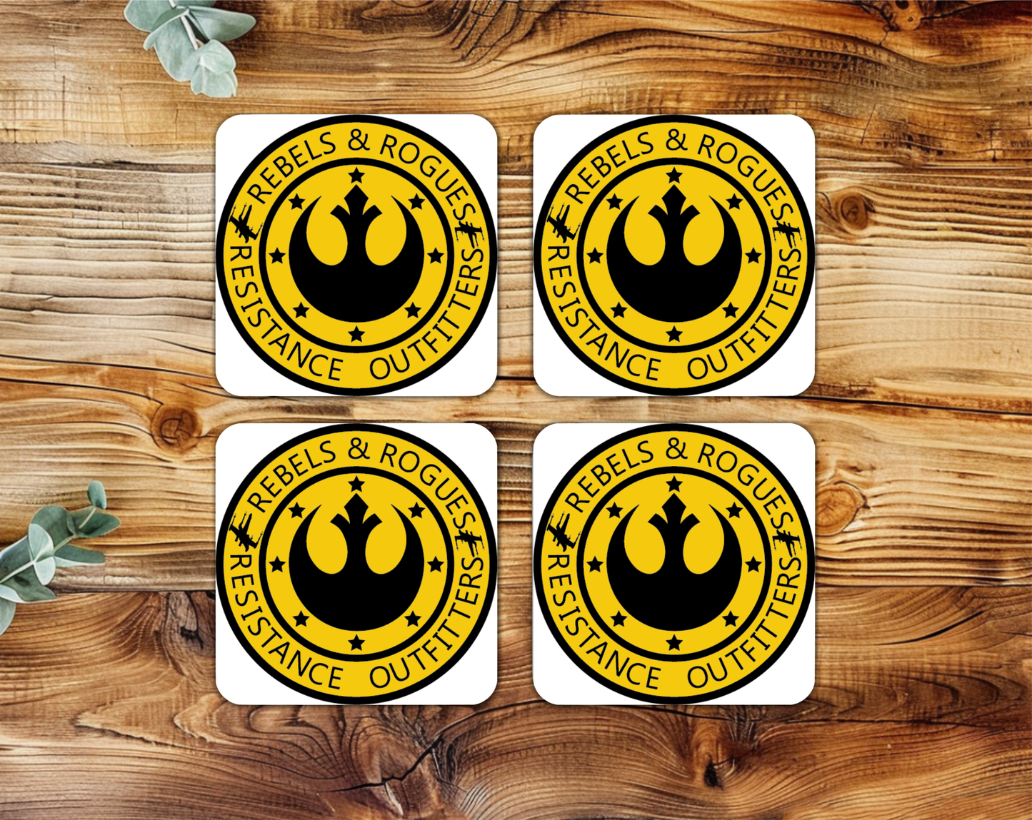 Set Of 4 Coasters With Rebels And Rogues – Absorbent Coaster with Non-Slip Backing