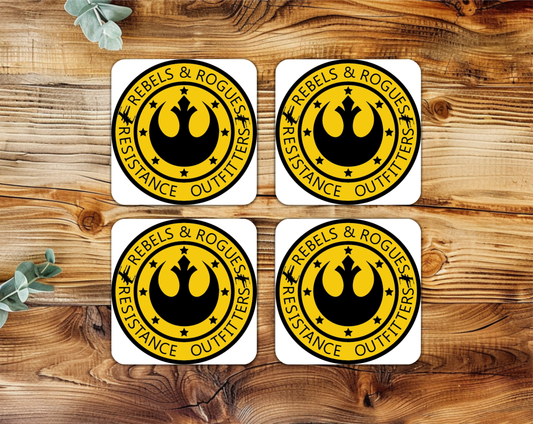 Set Of 4 Coasters With Rebels And Rogues – Absorbent Coaster with Non-Slip Backing