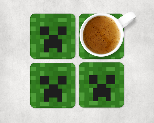 Set Of 4 Coasters Creeper Head – Absorbent Coaster with Non-Slip Backing