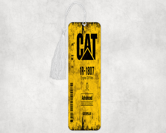 Grudge Style Cat Oil Filter Bookmarker – Durable Laminated Bookmark