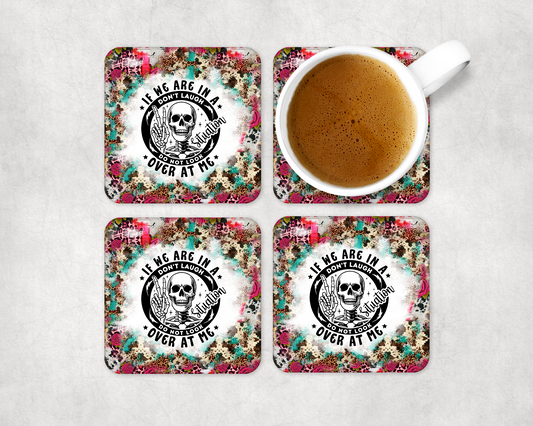 Set Of 4 Coasters Don'T Laugh – Absorbent Coaster with Non-Slip Backing