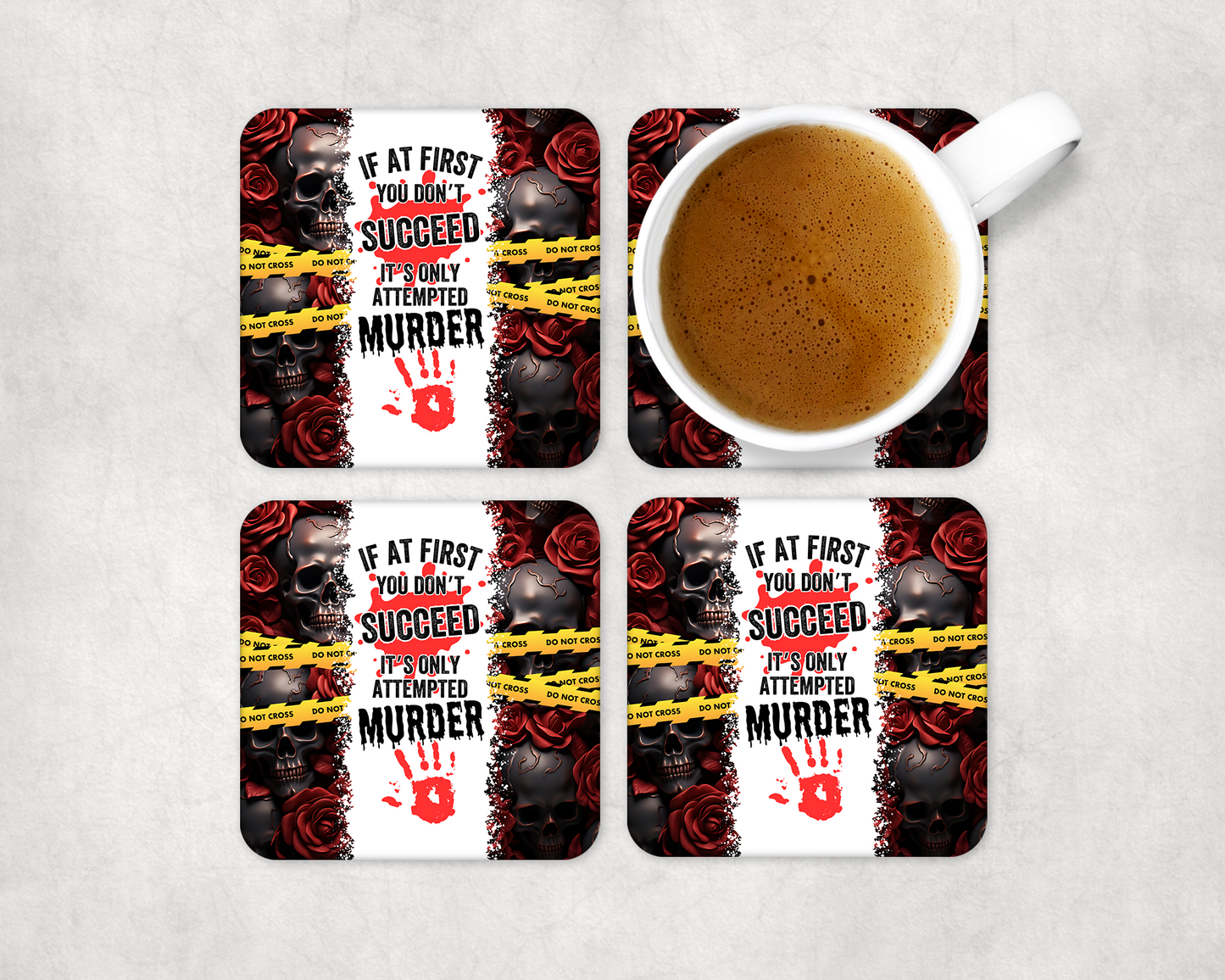 Set Of 4 Coasters With Success Quote – Absorbent Coaster with Non-Slip Backing