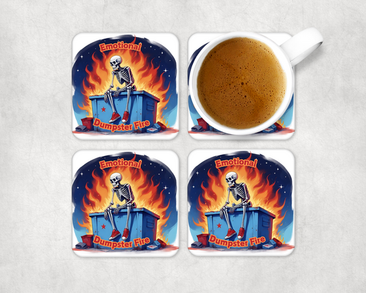 Set Of 4 Coasters With Emotional Fire – Absorbent Coaster with Non-Slip Backing