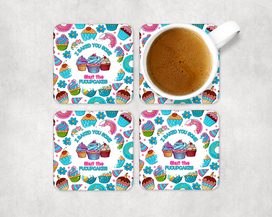 Set Of 4 Coasters With Fucupcakes – Absorbent Coaster with Non-Slip Backing