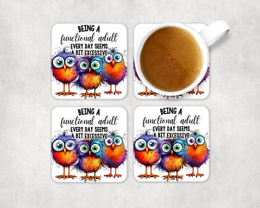 Set Of 4 Coasters Functional Adult – Absorbent Coaster with Non-Slip Backing