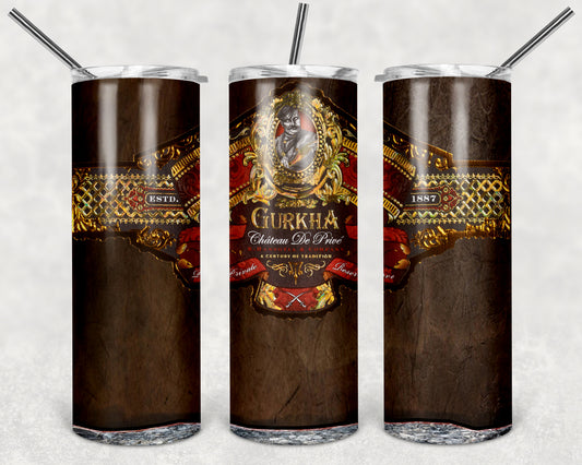 Gurkha Cigar 20oz Skinny Tumbler – Insulated Stainless Steel with Straws & Brush