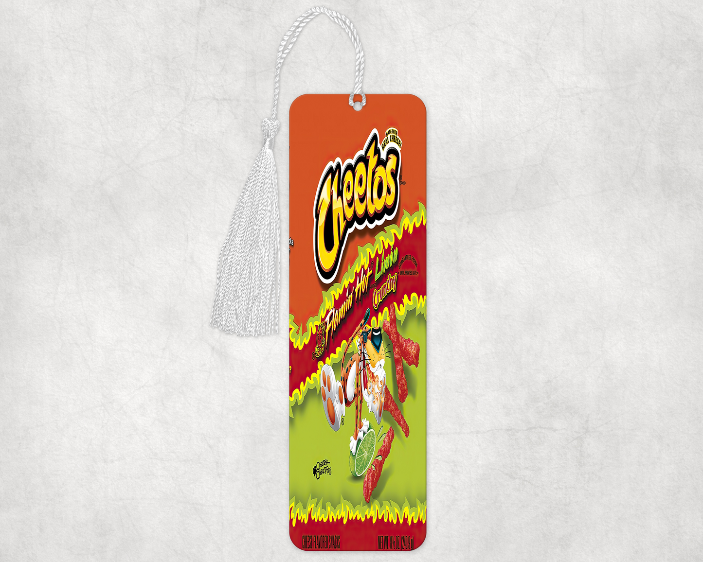 Flaming Hot Cheetos Bookmarker – Durable Laminated Bookmark