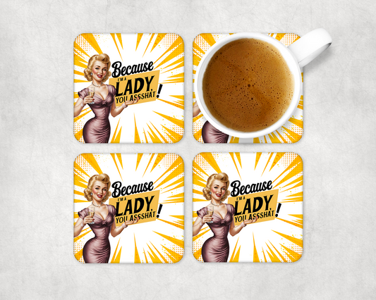 Set Of 4 Coasters Im A Lady – Absorbent Coaster with Non-Slip Backing