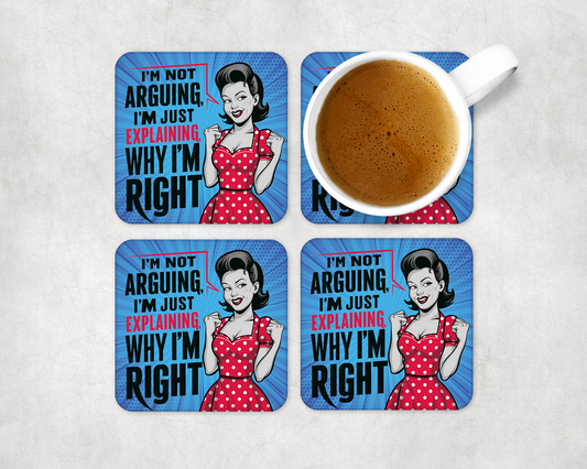 Set Of 4 Coasters Im Right – Absorbent Coaster with Non-Slip Backing