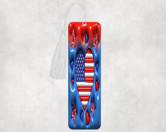 Infalted America Heart Bookmarker – Durable Laminated Bookmark